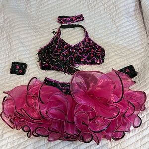 Pink and black sequin dance solo costume
